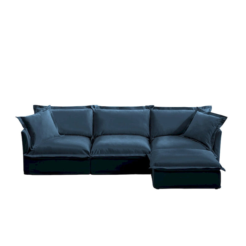 120 Chenille L-förmiges Sektionalsofa mit umwandelbarem Ottoman & 2 Kissen und 3-Sitzer Cloud Sofa