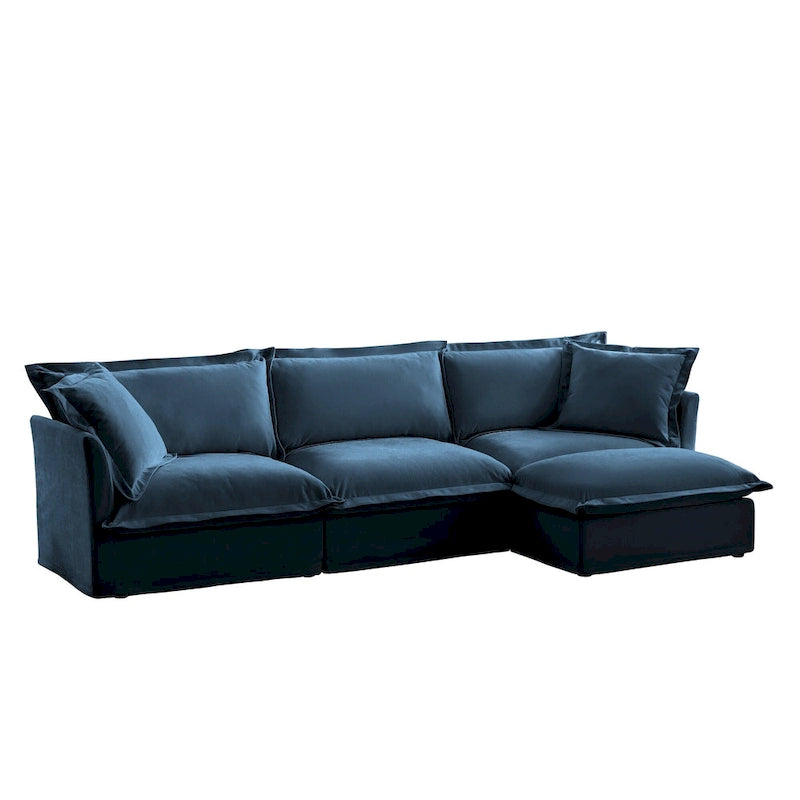 120 Chenille L-förmiges Sektionalsofa mit umwandelbarem Ottoman & 2 Kissen und 3-Sitzer Cloud Sofa