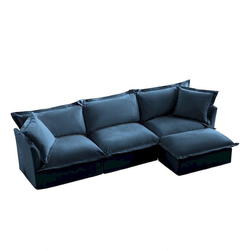 120 Chenille L-förmiges Sektionalsofa mit umwandelbarem Ottoman & 2 Kissen und 3-Sitzer Cloud Sofa