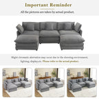 Modulares Sofa, gepolstertes Cord-L-förmiges Sektionssofa mit seitlichen Aufbewahrungstaschen und beweglichem Ottoman