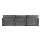 Modulares Sofa, gepolstertes Cord-L-förmiges Sektionssofa mit seitlichen Aufbewahrungstaschen und beweglichem Ottoman