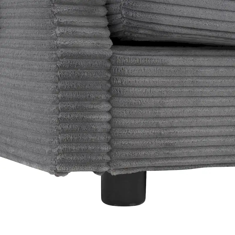 Modulares Sofa, gepolstertes Cord-L-förmiges Sektionssofa mit seitlichen Aufbewahrungstaschen und beweglichem Ottoman