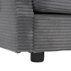 Modulares Sofa, gepolstertes Cord-L-förmiges Sektionssofa mit seitlichen Aufbewahrungstaschen und beweglichem Ottoman