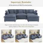 Modulares Sofa, gepolstertes Cord-L-förmiges Sektionssofa mit seitlichen Aufbewahrungstaschen und beweglichem Ottoman