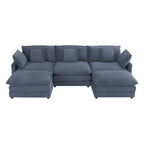 Modulares Sofa, gepolstertes Cord-L-förmiges Sektionssofa mit seitlichen Aufbewahrungstaschen und beweglichem Ottoman