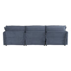 Modulares Sofa, gepolstertes Cord-L-förmiges Sektionssofa mit seitlichen Aufbewahrungstaschen und beweglichem Ottoman