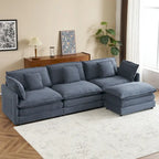 Schnittsofa mit beweglichem Ottoman Corduroy L-förmiges Polstersofa mit tiefer Sitzfläche, Lordosenkissen und Seitentaschen