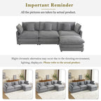 Schnittsofa mit beweglichem Ottoman Corduroy L-förmiges Polstersofa mit tiefer Sitzfläche, Lordosenkissen und Seitentaschen