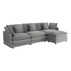 Schnittsofa mit beweglichem Ottoman Corduroy L-förmiges Polstersofa mit tiefer Sitzfläche, Lordosenkissen und Seitentaschen