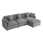 Schnittsofa mit beweglichem Ottoman Corduroy L-förmiges Polstersofa mit tiefer Sitzfläche, Lordosenkissen und Seitentaschen