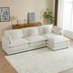 Schnittsofa mit beweglichem Ottoman Corduroy L-förmiges Polstersofa mit tiefer Sitzfläche, Lordosenkissen und Seitentaschen