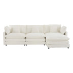 Schnittsofa mit beweglichem Ottoman Corduroy L-förmiges Polstersofa mit tiefer Sitzfläche, Lordosenkissen und Seitentaschen