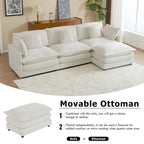 Schnittsofa mit beweglichem Ottoman Corduroy L-förmiges Polstersofa mit tiefer Sitzfläche, Lordosenkissen und Seitentaschen
