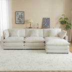 Schnittsofa mit beweglichem Ottoman Corduroy L-förmiges Polstersofa mit tiefer Sitzfläche, Lordosenkissen und Seitentaschen
