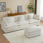 Schnittsofa mit beweglichem Ottoman Corduroy L-förmiges Polstersofa mit tiefer Sitzfläche, Lordosenkissen und Seitentaschen