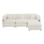 Schnittsofa mit beweglichem Ottoman Corduroy L-förmiges Polstersofa mit tiefer Sitzfläche, Lordosenkissen und Seitentaschen