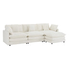 Schnittsofa mit beweglichem Ottoman Corduroy L-förmiges Polstersofa mit tiefer Sitzfläche, Lordosenkissen und Seitentaschen