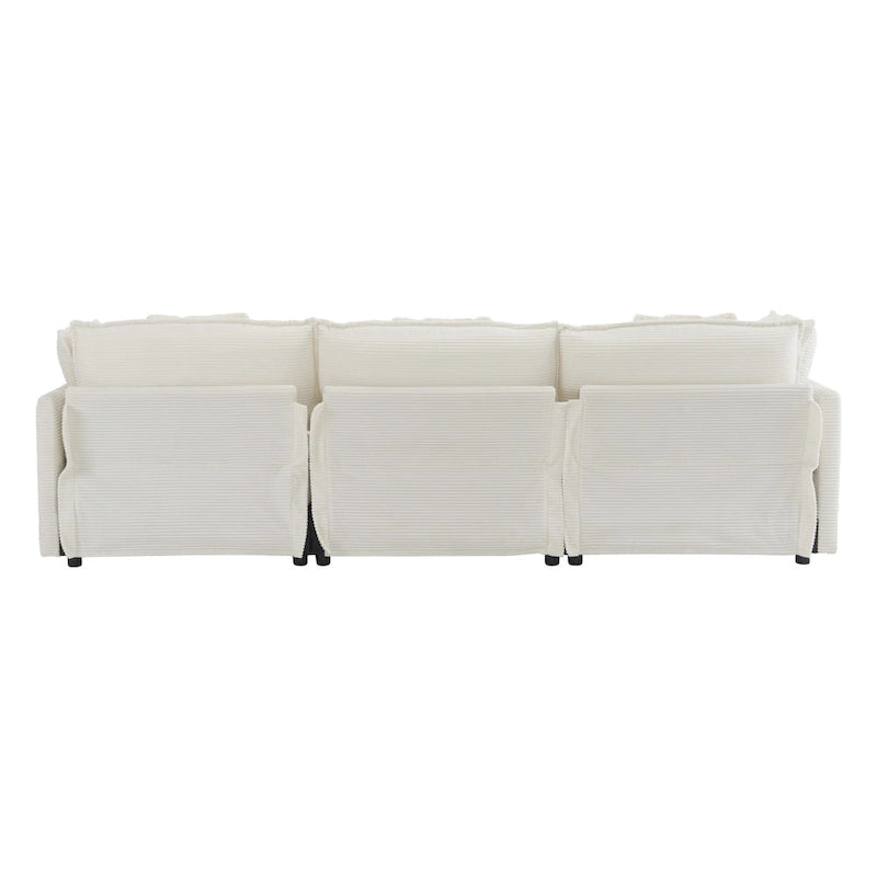 Schnittsofa mit beweglichem Ottoman Corduroy L-förmiges Polstersofa mit tiefer Sitzfläche, Lordosenkissen und Seitentaschen