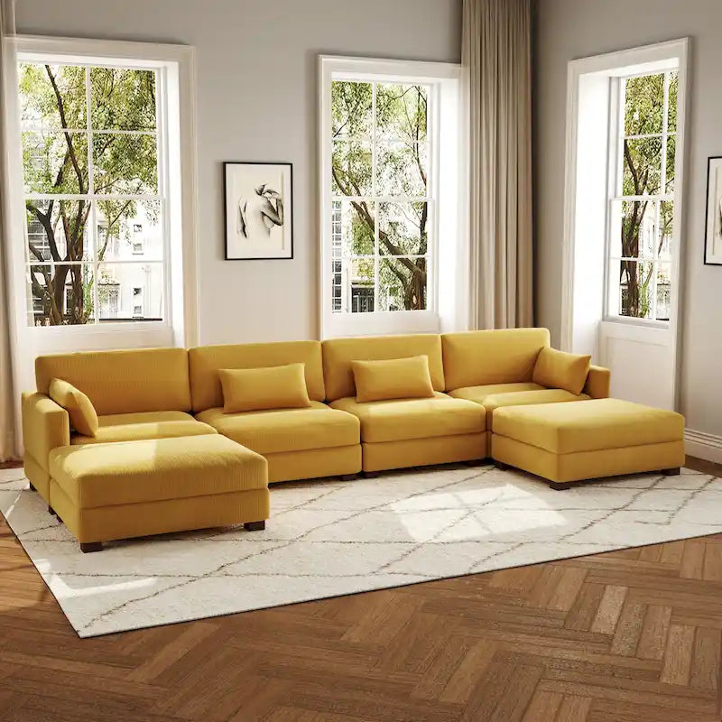 6-teiliges modulares Ecksofa in U-Form mit Ottoman