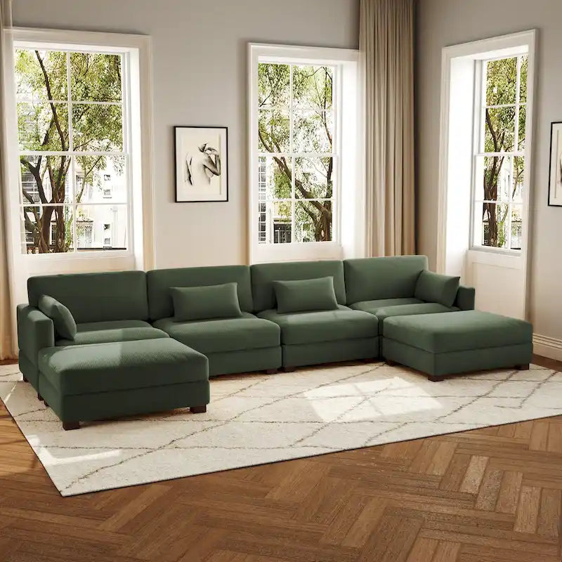 6-teiliges modulares Ecksofa in U-Form mit Ottoman