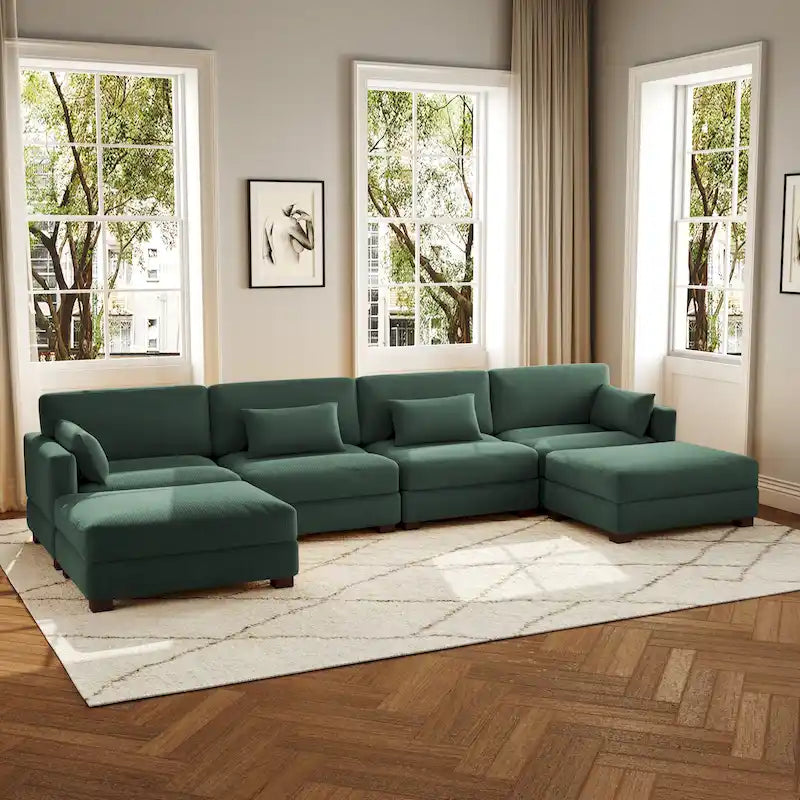 6-teiliges modulares Ecksofa in U-Form mit Ottoman