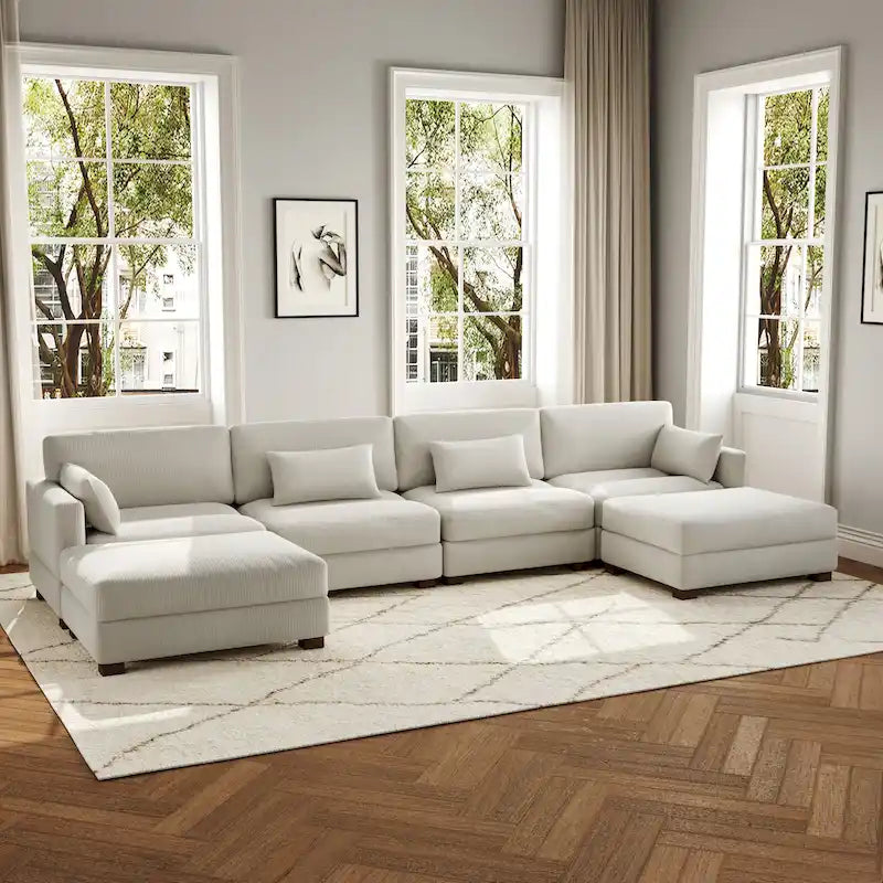 6-teiliges modulares Ecksofa in U-Form mit Ottoman