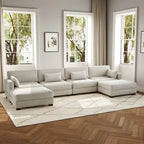 6-teiliges modulares Ecksofa in U-Form mit Ottoman