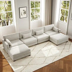 6-teiliges modulares Ecksofa in U-Form mit Ottoman