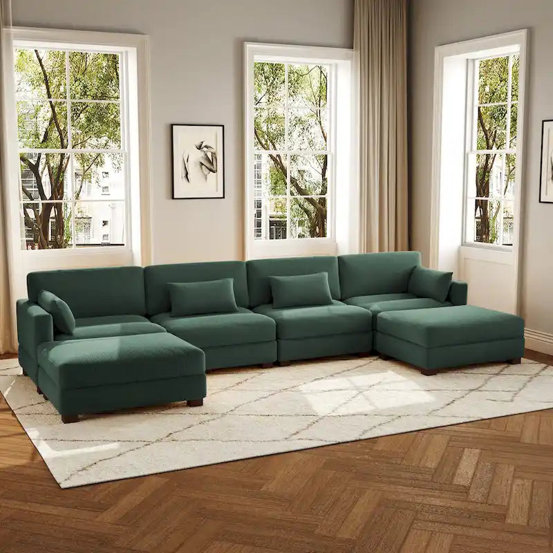 6-teiliges modulares Ecksofa in U-Form mit Ottoman