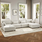 6-teiliges modulares Ecksofa in U-Form mit Ottoman