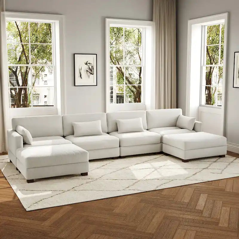 6-teiliges modulares Ecksofa in U-Form mit Ottoman