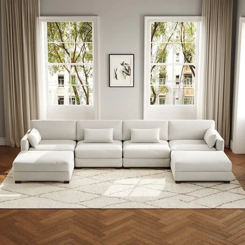6-teiliges modulares Ecksofa in U-Form mit Ottoman