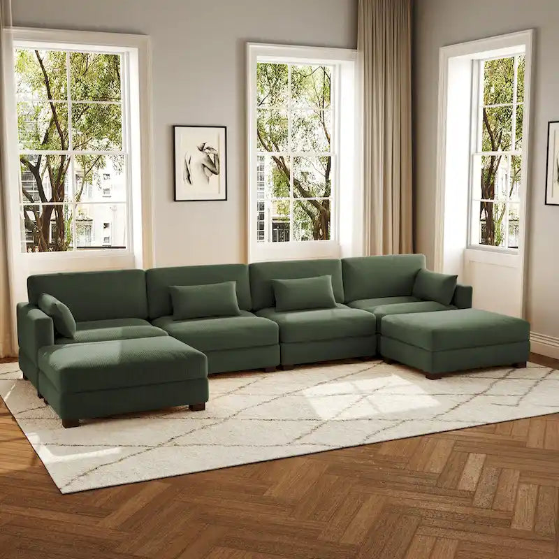 6-teiliges modulares Ecksofa in U-Form mit Ottoman