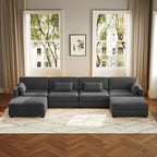 6-teiliges modulares Ecksofa in U-Form mit Ottoman