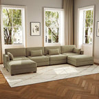 6-teiliges modulares Ecksofa in U-Form mit Ottoman