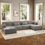 6-teiliges modulares Ecksofa in U-Form mit Ottoman