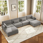 6-teiliges modulares Ecksofa in U-Form mit Ottoman
