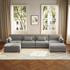 6-teiliges modulares Ecksofa in U-Form mit Ottoman