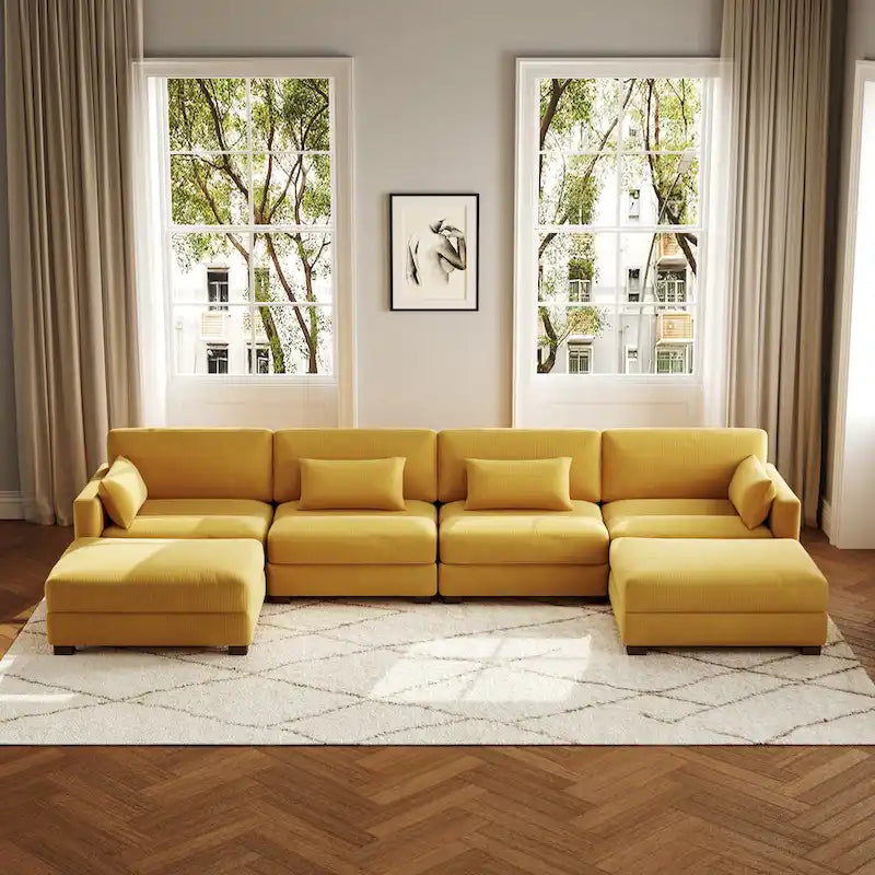 6-teiliges modulares Ecksofa in U-Form mit Ottoman