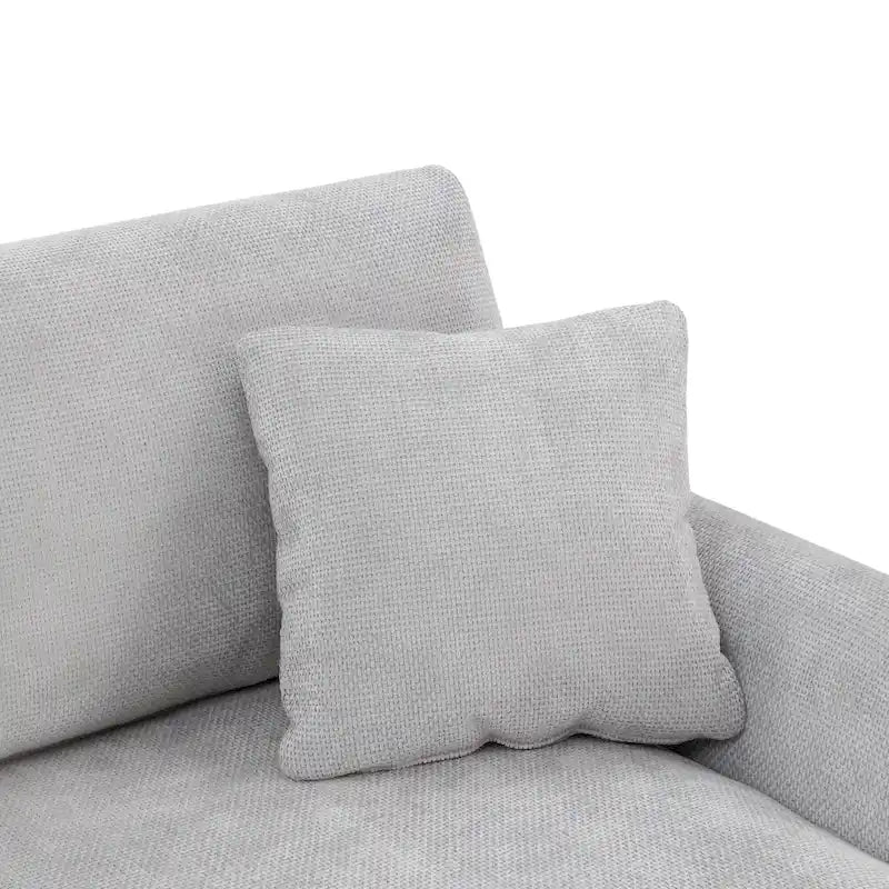 119 Chenille Ecksofa in L-Form mit Récamiere und 2 Kissen