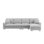 119 Chenille Ecksofa in L-Form mit Récamiere und 2 Kissen