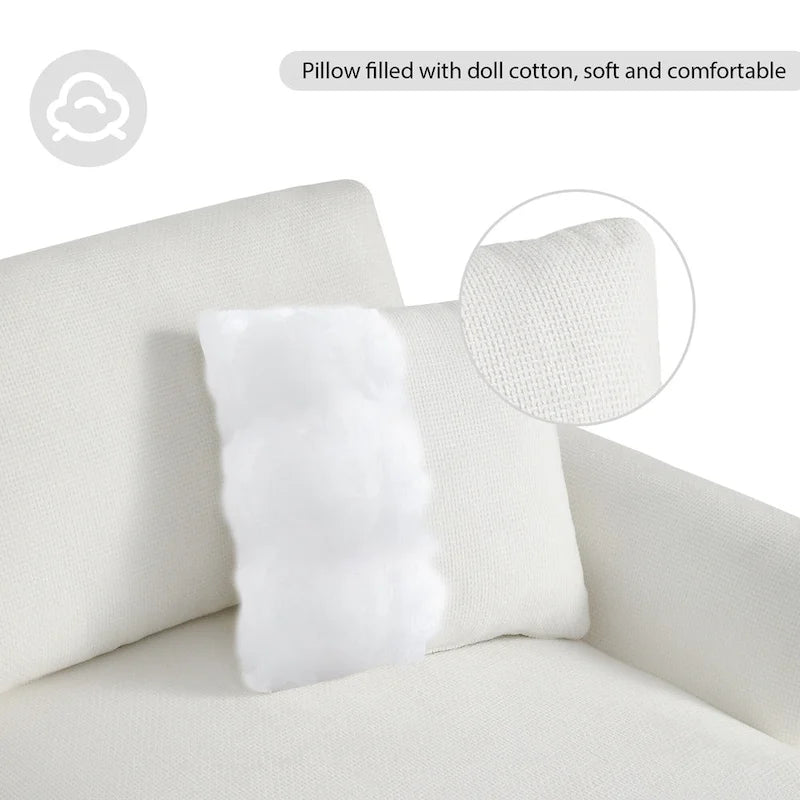 119 Chenille Ecksofa in L-Form mit Récamiere und 2 Kissen