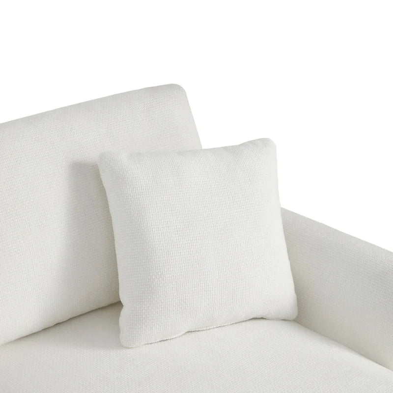 119 Chenille Ecksofa in L-Form mit Récamiere und 2 Kissen