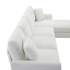 119 Chenille Ecksofa in L-Form mit Récamiere und 2 Kissen