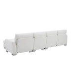 119 Chenille Ecksofa in L-Form mit Récamiere und 2 Kissen