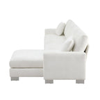 119 Chenille Ecksofa in L-Form mit Récamiere und 2 Kissen