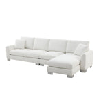 119 Chenille Ecksofa in L-Form mit Récamiere und 2 Kissen