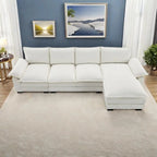 118 Chenille L-förmiges Sektionalsofa mit umkehrbarer Recamiere, 5-Sitzer Wolkencouch und Armlehnen-Stauraum & Kissen