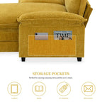 118 Chenille L-förmiges Sektionalsofa mit umkehrbarer Recamiere, 5-Sitzer Wolkencouch und Armlehnen-Stauraum & Kissen