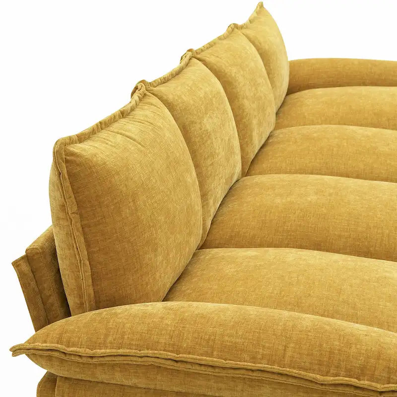 118 Chenille L-förmiges Sektionalsofa mit umkehrbarer Recamiere, 5-Sitzer Wolkencouch und Armlehnen-Stauraum & Kissen
